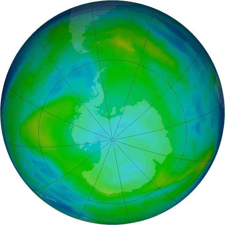 Antarctic ozone map for 18 June 2008
